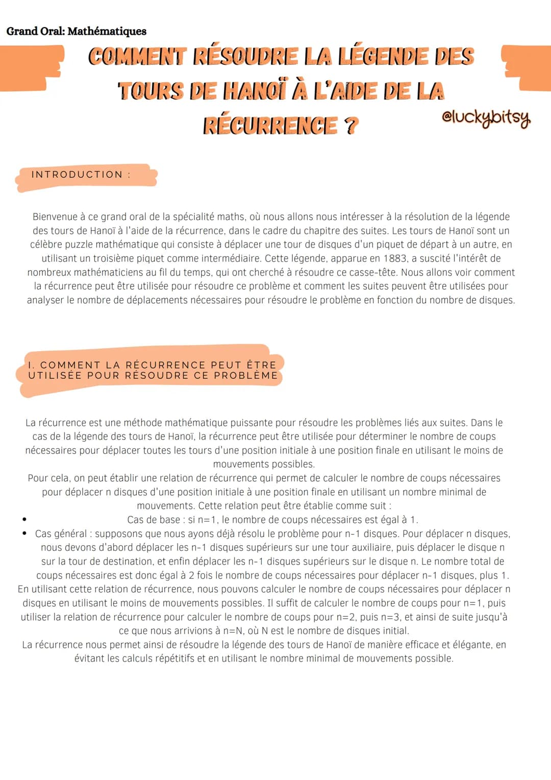 
<h2 id="commentrsoudrelalgendedestoursdehanolaidedelarcurrence">COMMENT RÉSOUDRE LA LÉGENDE DES TOURS DE HANOÏ À L'AIDE DE LA RÉCURRENCE ?<