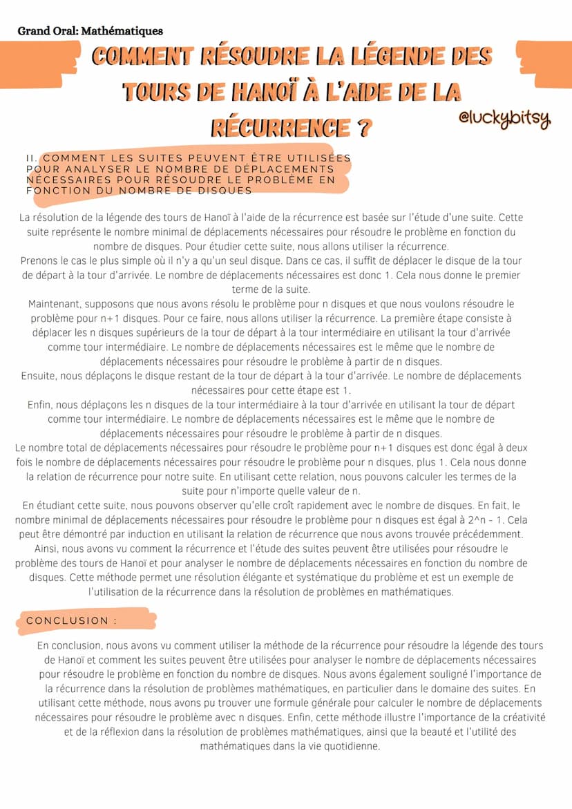 
<h2 id="commentrsoudrelalgendedestoursdehanolaidedelarcurrence">COMMENT RÉSOUDRE LA LÉGENDE DES TOURS DE HANOÏ À L'AIDE DE LA RÉCURRENCE ?<