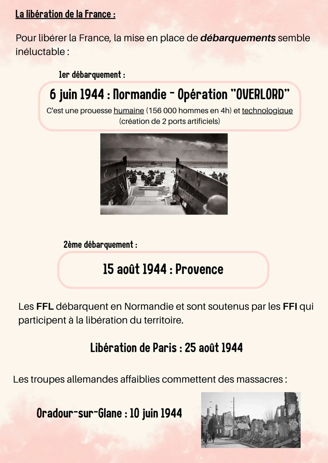 La Seconde Guerre mondiale: La France vaincue et occupée, le
Contexte :
régime de Vichy, collaboration, résistance
• 1er sep. 1939: Les trou