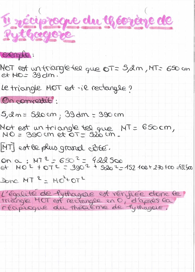 Math's
I. Théorème de bythagore
1. Propriété?
I
Un triangle rectangle est caractérisé par
l'égalité de Pythagole :
exemple:
3
"Le carré de l