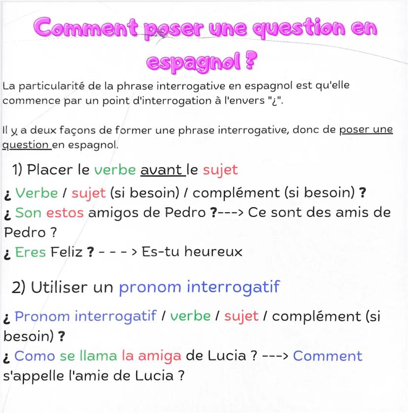 20 Questions en Espagnol Guide Simple pour Les Mot Interrogatifs (Espagnol) en PDF Knowunity