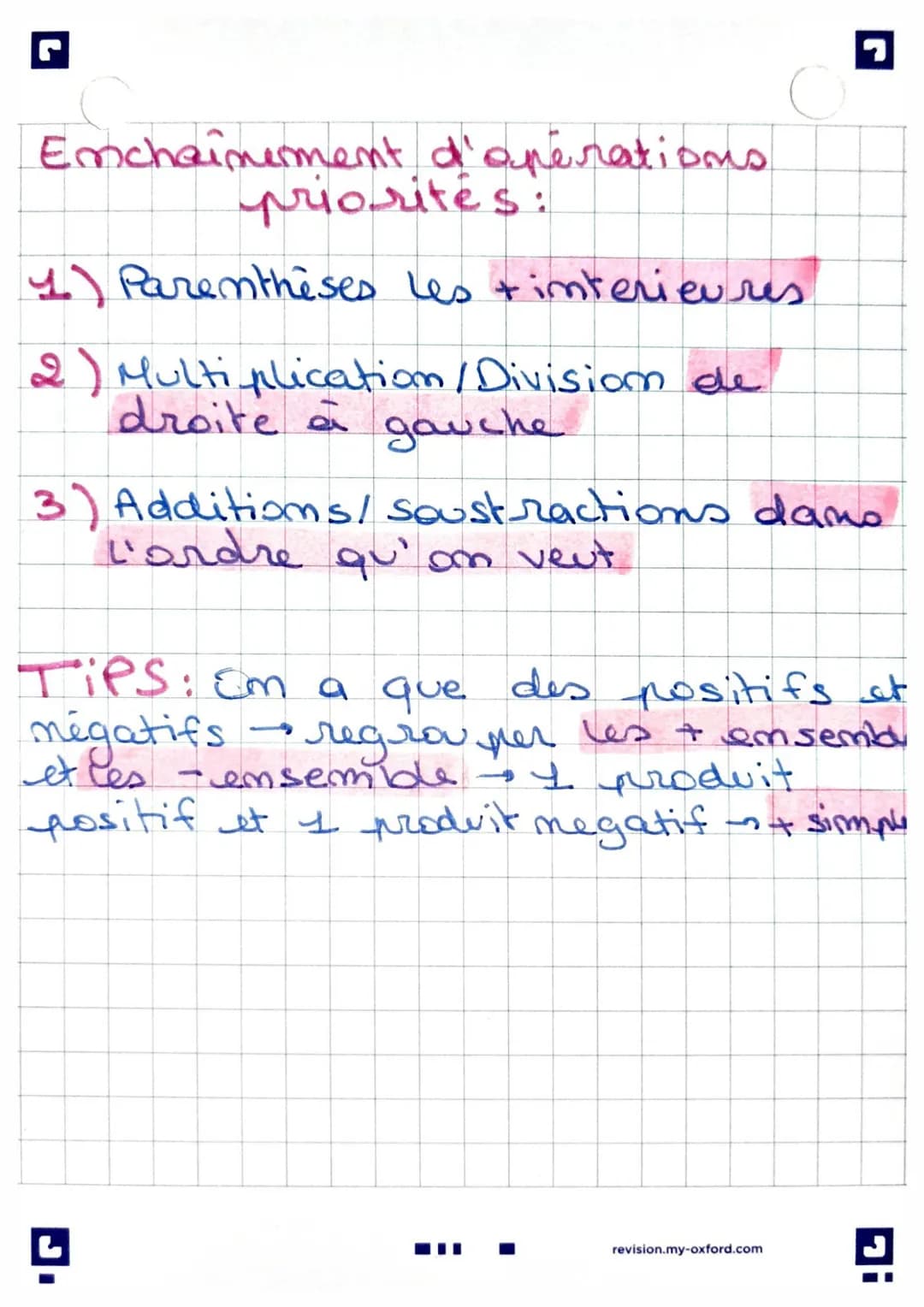 -2-5 → garder le
signe pis
additioner
4-7
-2 +5 → garder le signe de la +
grande part. numérique puis
soustraire +3.
→
Maths: les nombres re