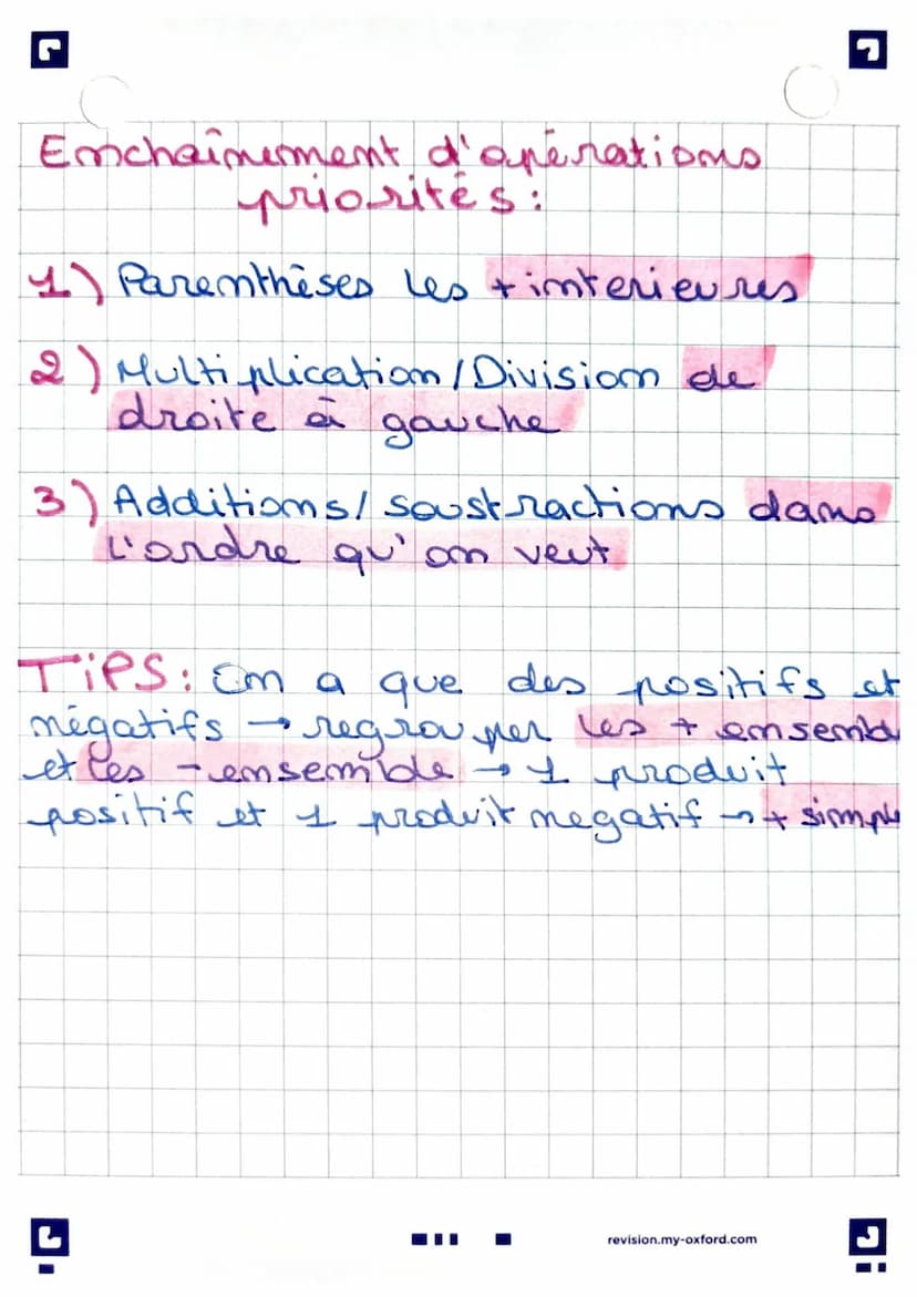 -2-5 → garder le
signe pis
additioner
4-7
-2 +5 → garder le signe de la +
grande part. numérique puis
soustraire +3.
→
Maths: les nombres re