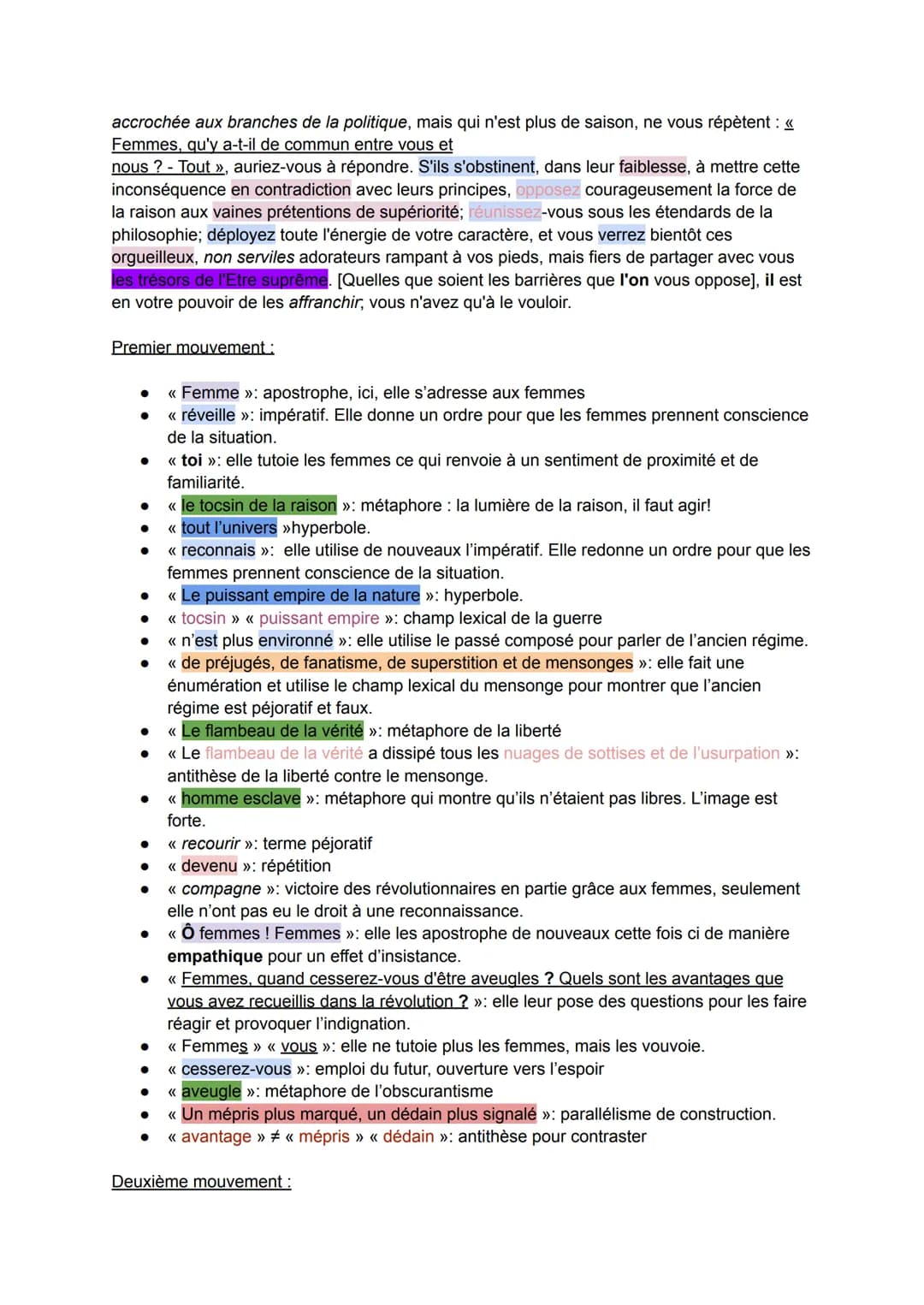 Texte 2: Olympe de Gouges. La Déclaration des droits de la femme et de la citoyenne,
postambule.
Parcours : Écrire et combattre pour l'égali