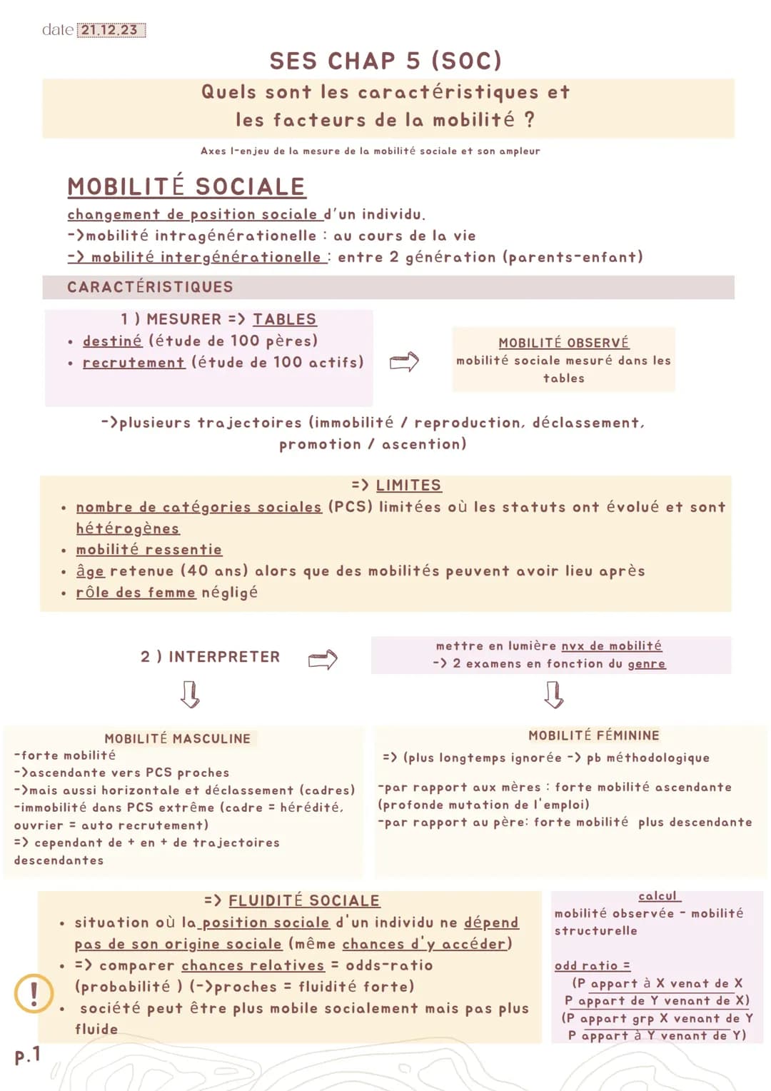 Spé SES Term : La mobilité sociale