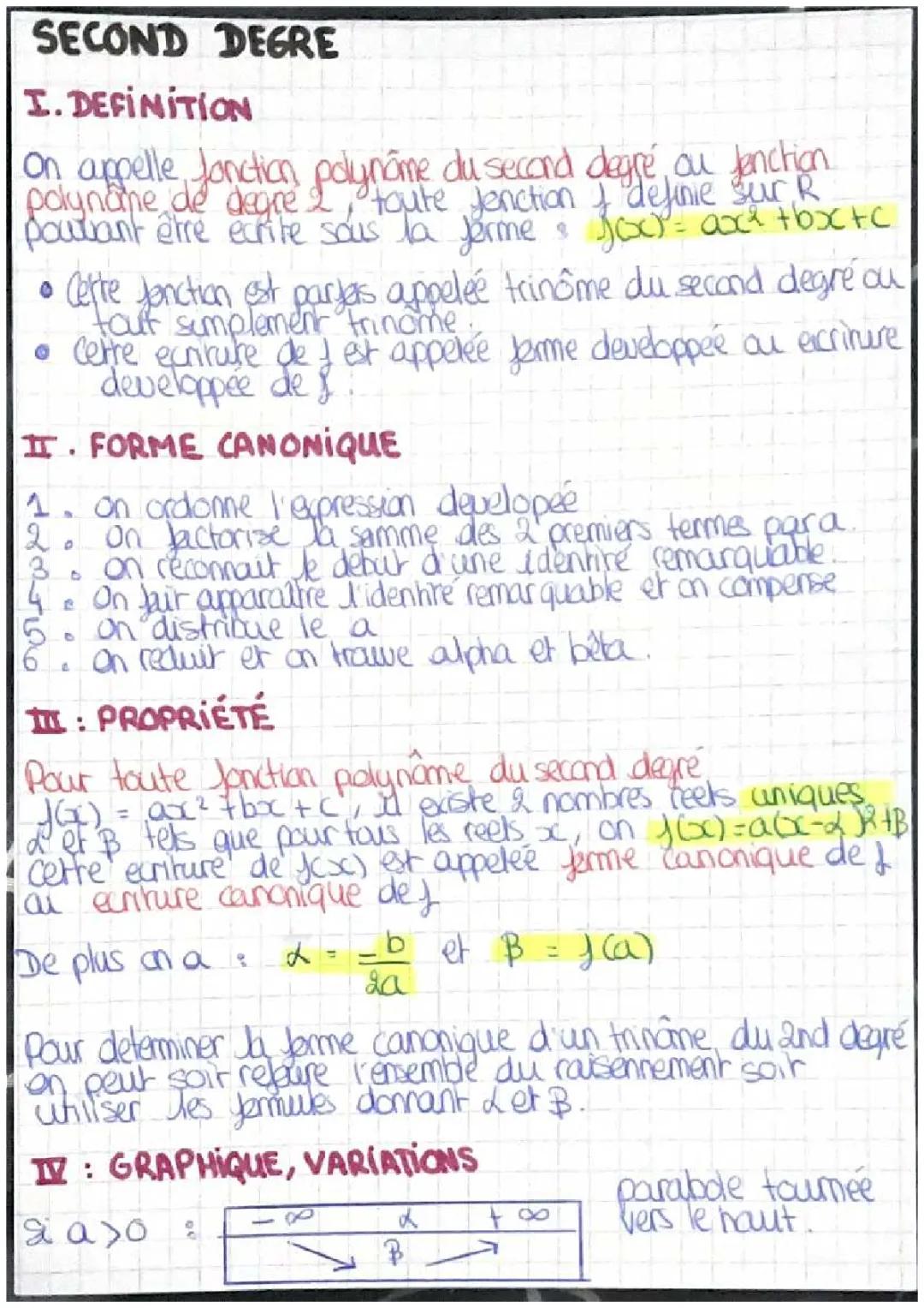 second degré partie 1