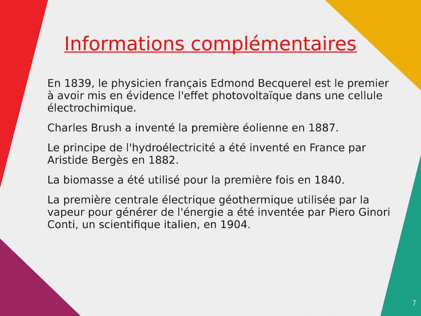 Énergie renouvelables, énergie
fossiles
Qu'est-ce qu'une énergie renouvelable ?
Le terme d'énergie renouvelable désigne des
énergies qui, à 