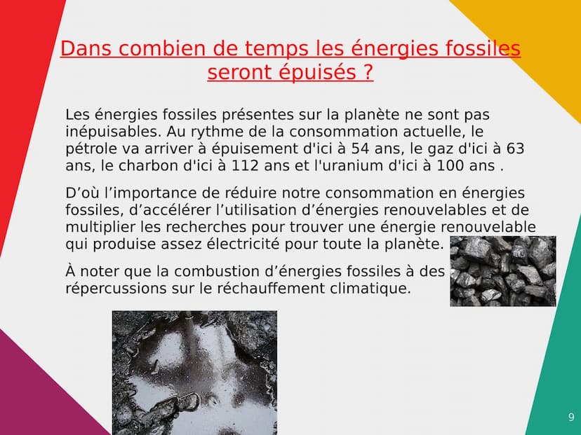 Énergie renouvelables, énergie
fossiles
Qu'est-ce qu'une énergie renouvelable ?
Le terme d'énergie renouvelable désigne des
énergies qui, à 