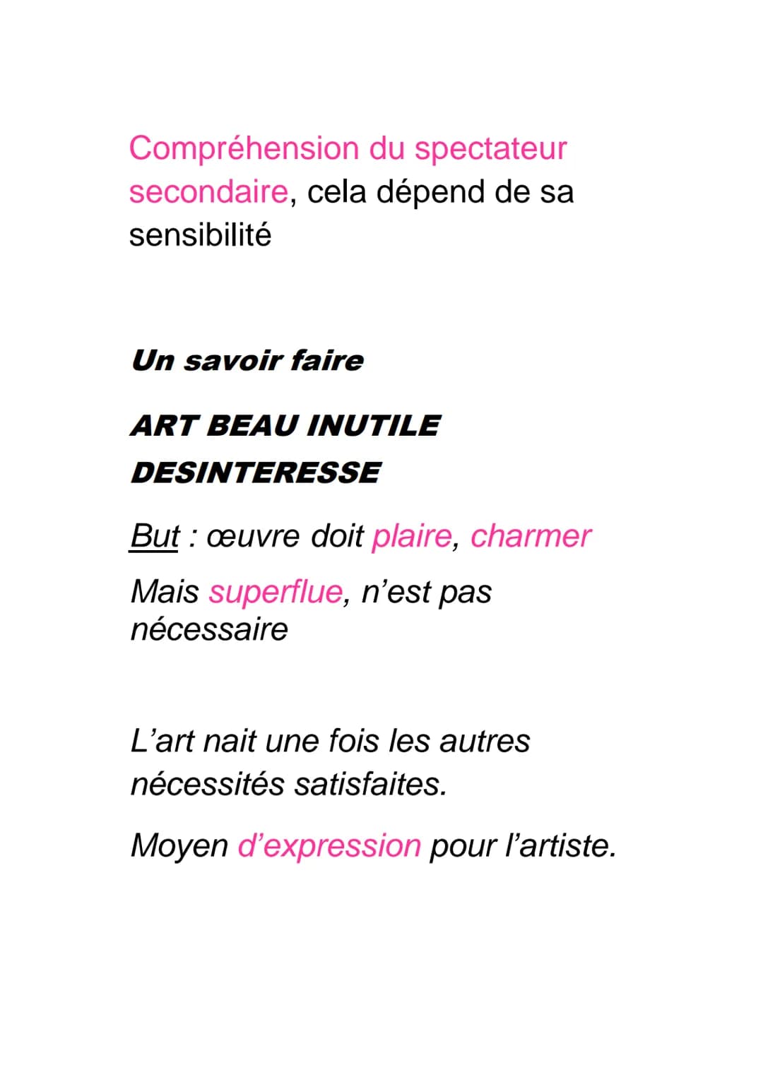 L'ART
DEFINITION
Une vision du monde
ART BEAU SUBJECTIF
Faculté dominante : l'imagination
But : produire une représentation
originale, belle