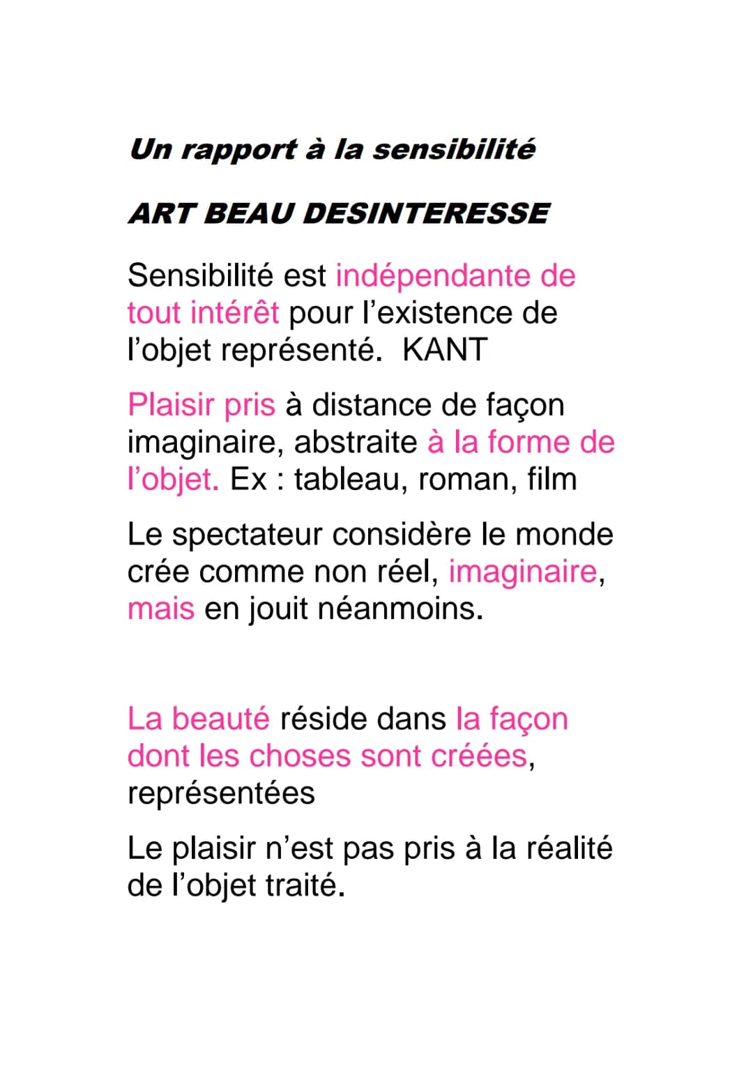 L'ART
DEFINITION
Une vision du monde
ART BEAU SUBJECTIF
Faculté dominante : l'imagination
But : produire une représentation
originale, belle