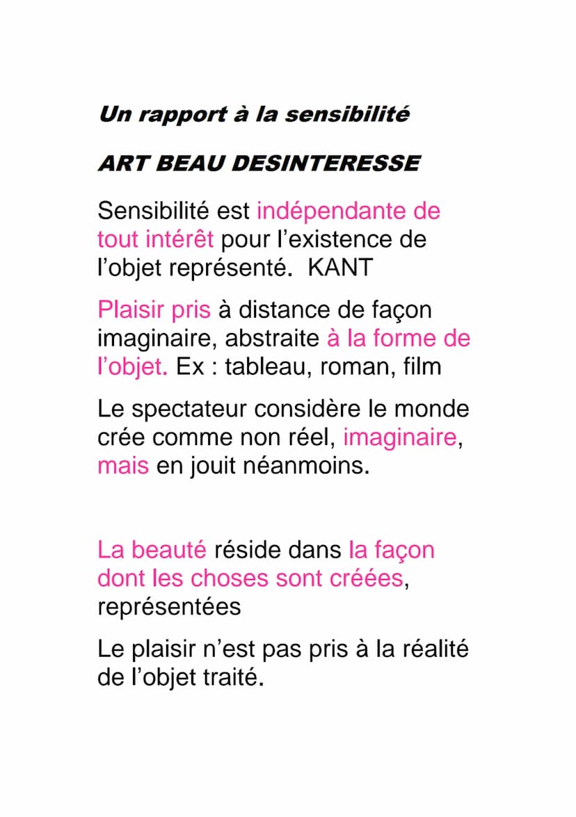 L'ART
DEFINITION
Une vision du monde
ART BEAU SUBJECTIF
Faculté dominante : l'imagination
But : produire une représentation
originale, belle