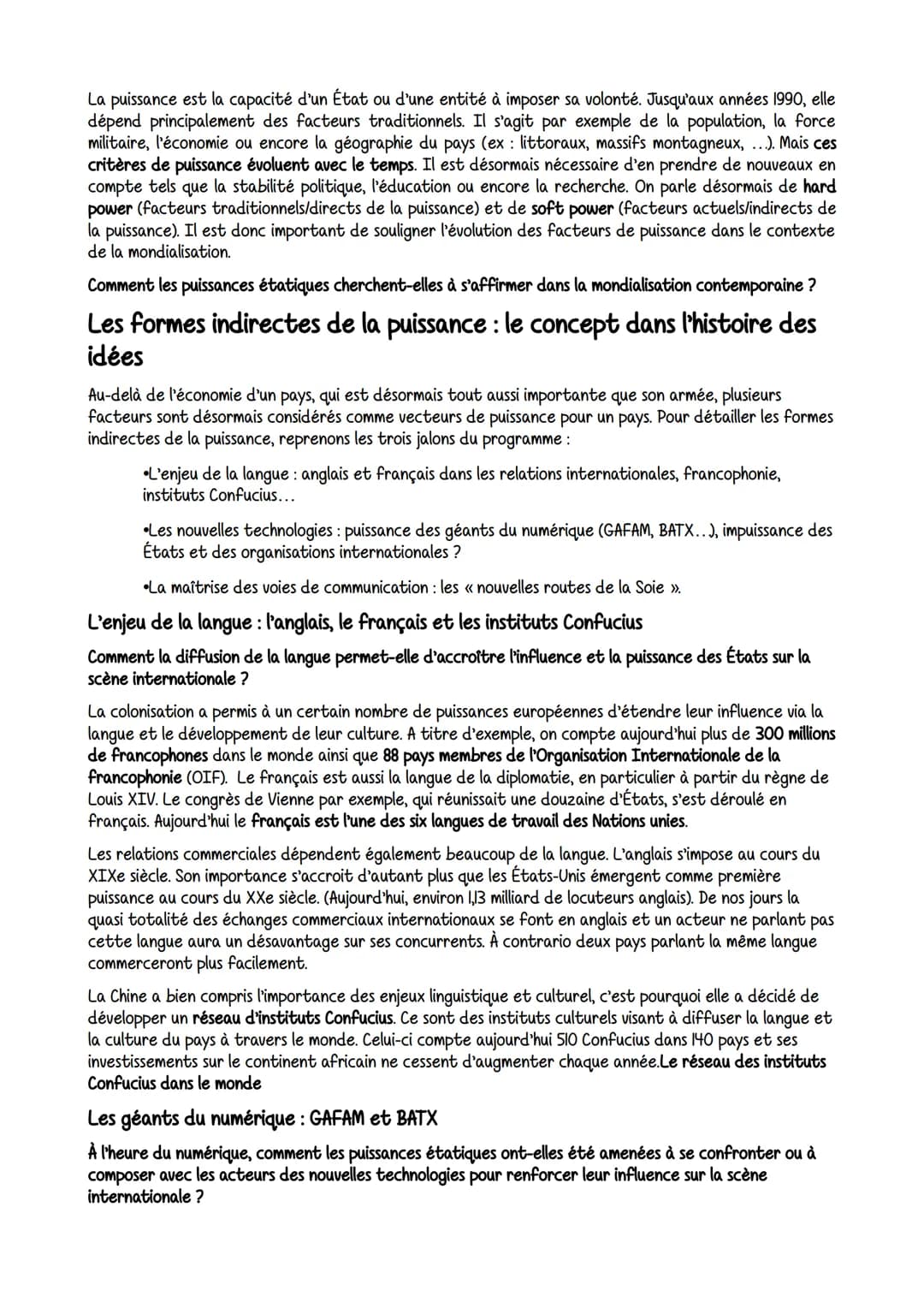 La puissance est la capacité d'un État ou d'une entité à imposer sa volonté. Jusqu'aux années 1990, elle
dépend principalement des facteurs 