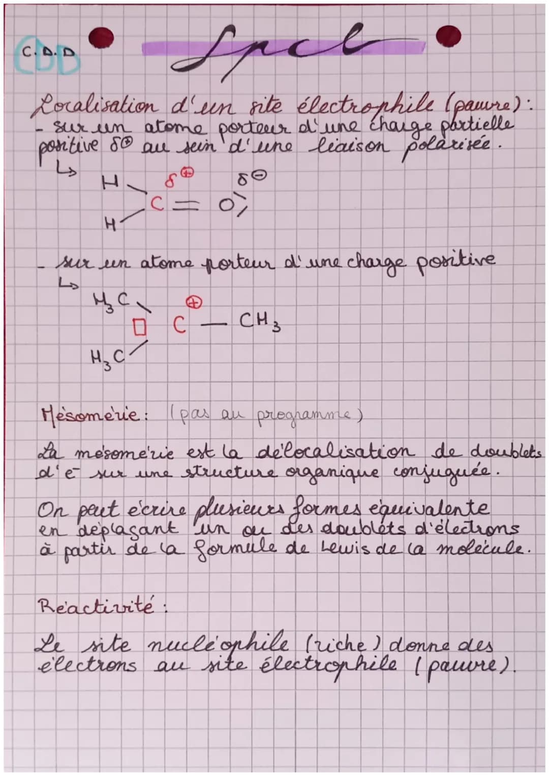 spel
Nucleophilie: capacité a donner des électrons
Electrophilie: capacité a accepter des électrons
Les principales catégories de reactions 