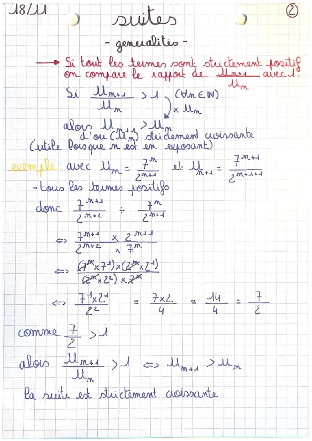 48/11
5 suites
-generalites-
: U s'exprime directement en
мерите
fonction de n
explicite
On donne : M = (-2) m
mnt
donc : M = (-2) = 2
My
Mg