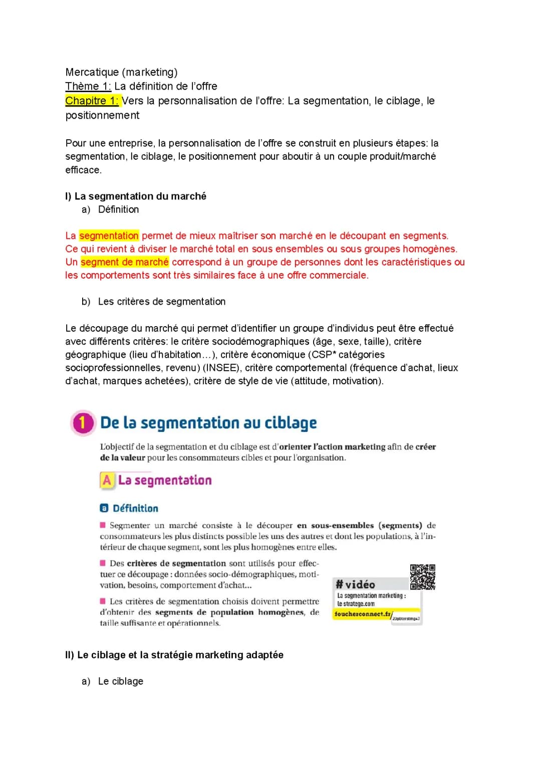 Cours de Mercatique Terminale: Les Stratégies et la Personnalisation de l'Offre - Chapitres 1 et 2