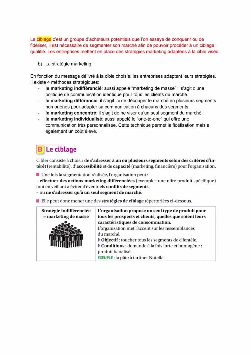 Mercatique (marketing)
Thème 1: La définition de l'offre
Chapitre 1: Vers la personnalisation de l'offre: La segmentation, le ciblage, le
po