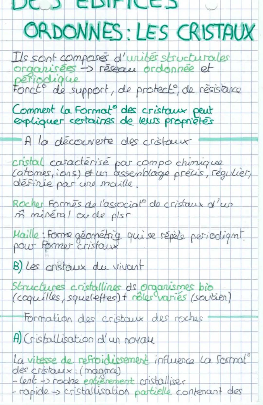 ORDONNES: LES CRISTAUX
Ils sont composés d'urites structurales
organisées -> réseau ordonnée et
periodique
Fonct de support, de protect de r
