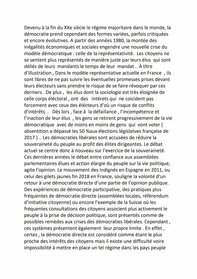 COURS HGGSP
'La démocratie est un mauvais système, mais elle est le moins
mauvais de tous les systèmes 'Winston Churchill
Ce constat de l'an