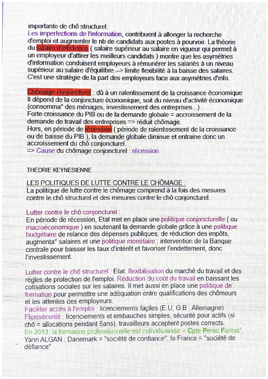 CHAP 4: COMMENT LUTTER CONTRE LE CHOMAGE?
chômage : ensemble des personnes de 15ans et + privées d'emploi et en
cherchant un.
population act