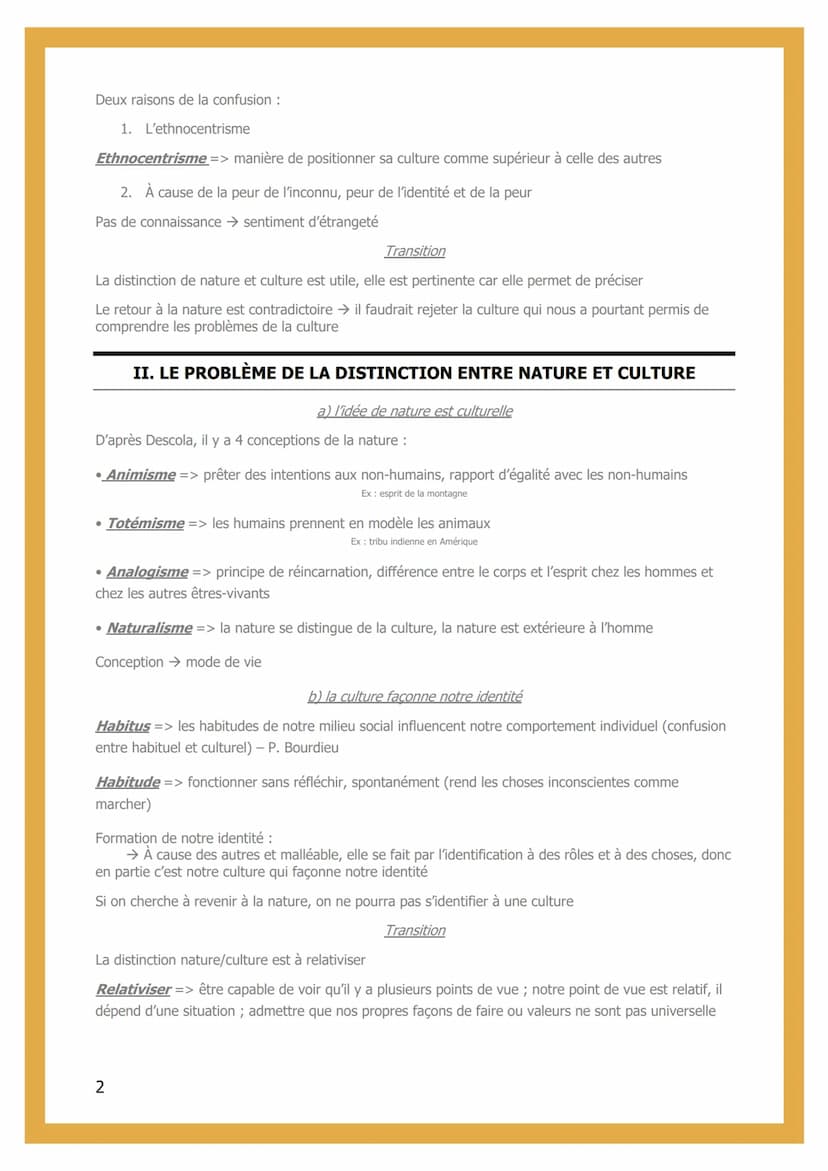 1 - LA NATURE
Nature Culture → confus
INTRODUCTION
Nature => ce qui se développe spontanément + Culture => ce que l'homme a transformé
L'Hom