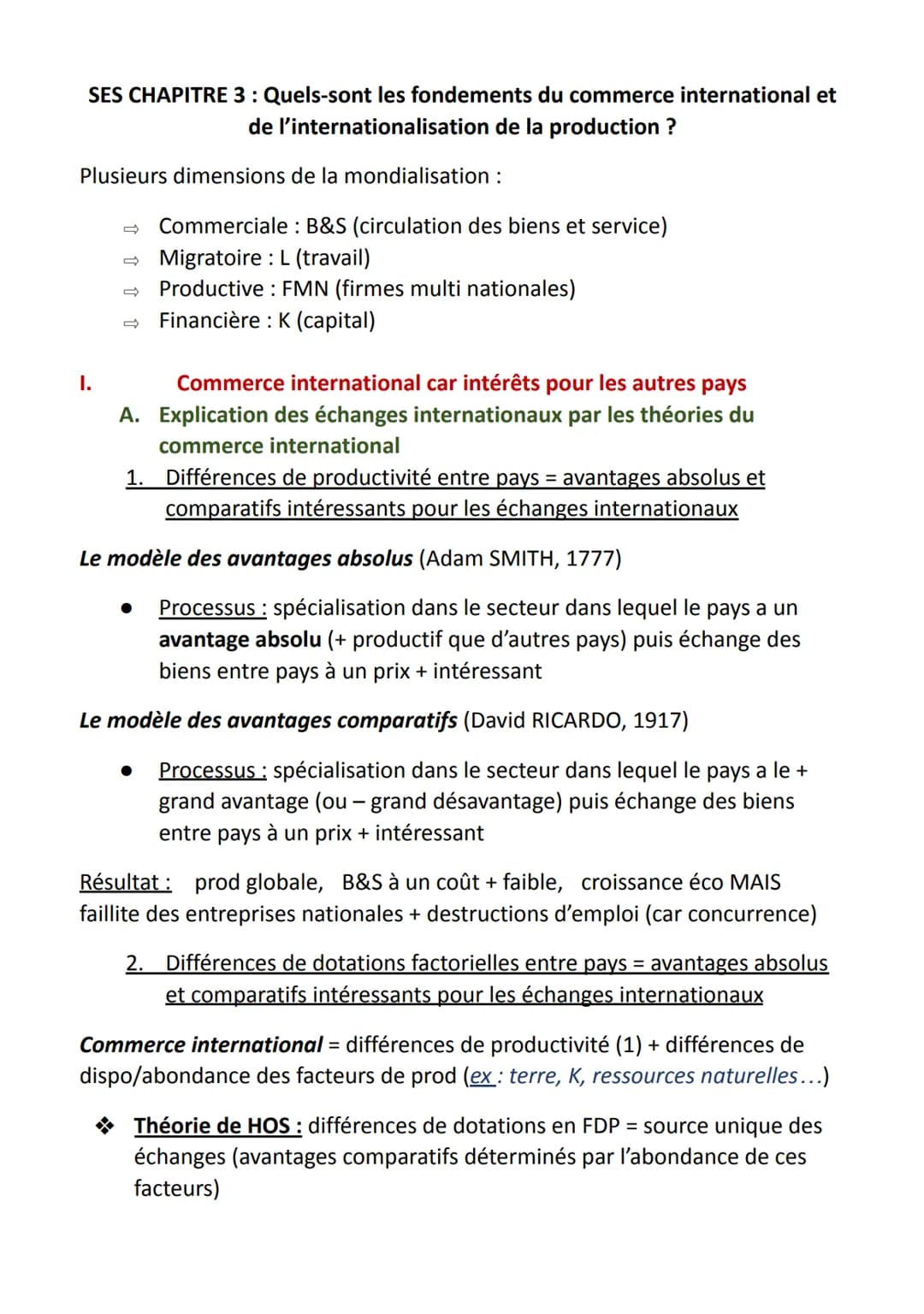 SES CHAPITRE 3: Quels-sont les fondements du commerce international et
de l'internationalisation de la production ?
Plusieurs dimensions de 