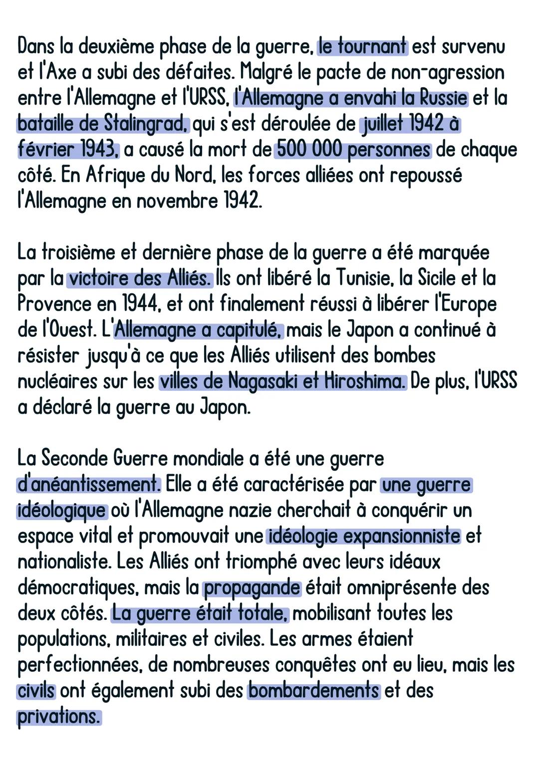 •Histoire
La Seconde Guerre Mondiale
La Seconde Guerre mondiale a été causée par plusieurs
facteurs, notamment le traité de Versailles avec 