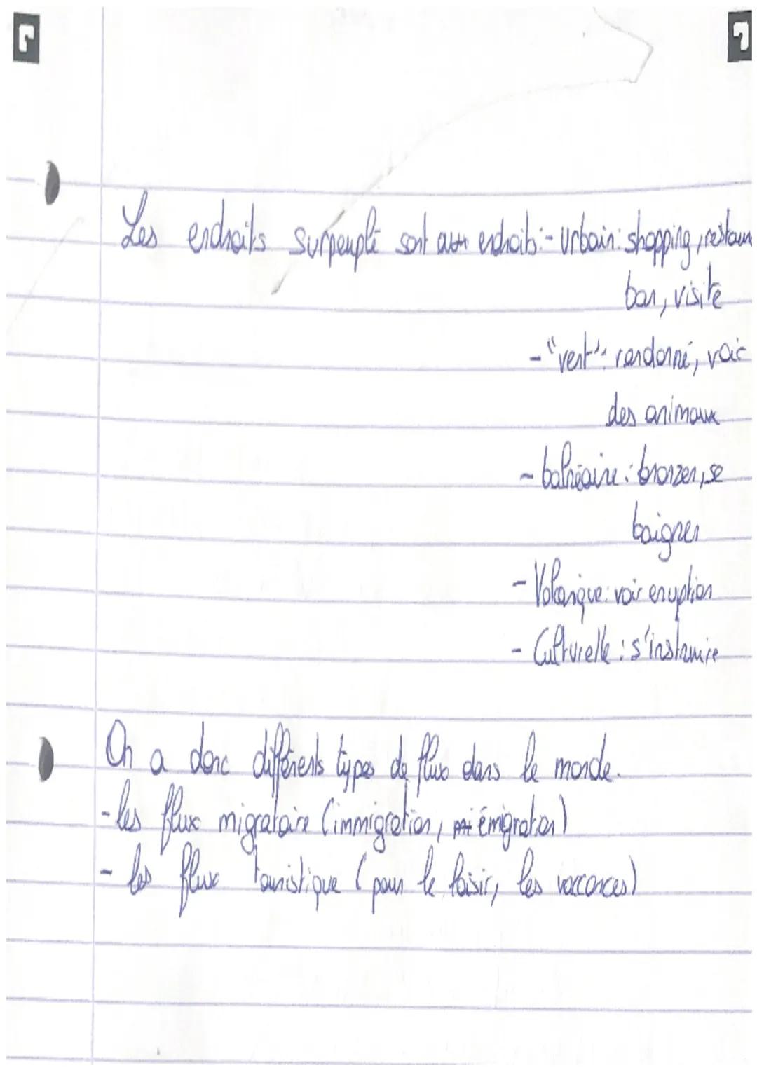 # Géographie

## Les migrations

Définition: Deplacement de population qui passent d'un pays
à un autre pour s'y retablir.

lexique importan