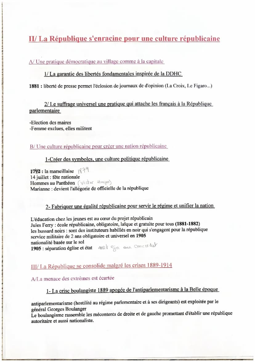 La IIIème République avant 1914: un régime politique, un
empire colonial
I/ Une république provisoire qui finit par enraciner son modèle
dém