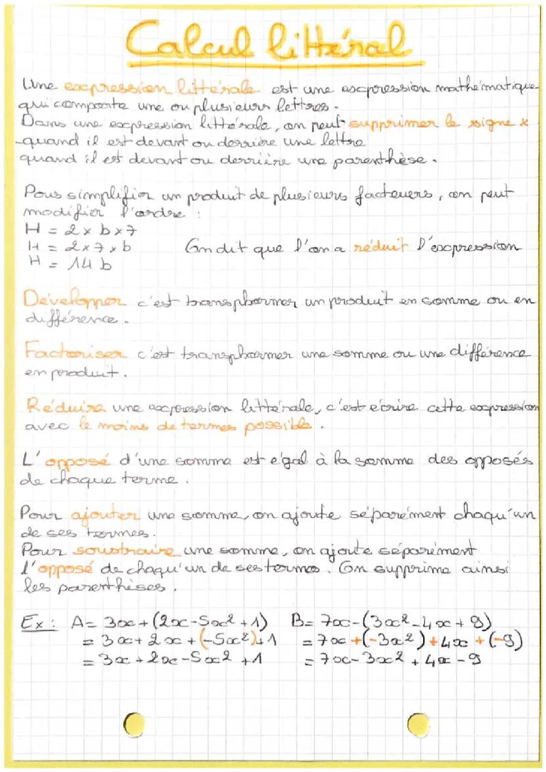 Calcul litteral