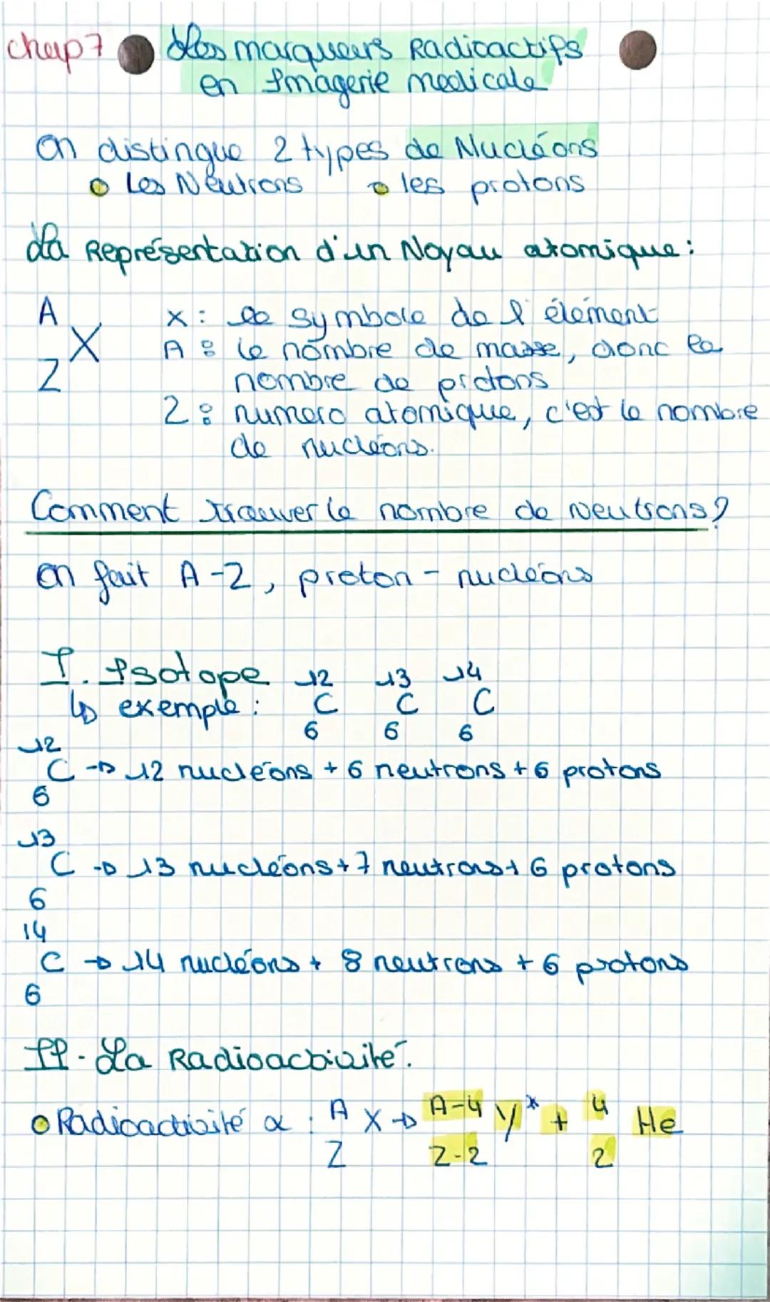 # chap7
Les marqueurs Radioactifs
En Imagerie medicale

On distingue 2 types de Nucléons
○ Les Neutrons ○ les protons

La représentation d'u