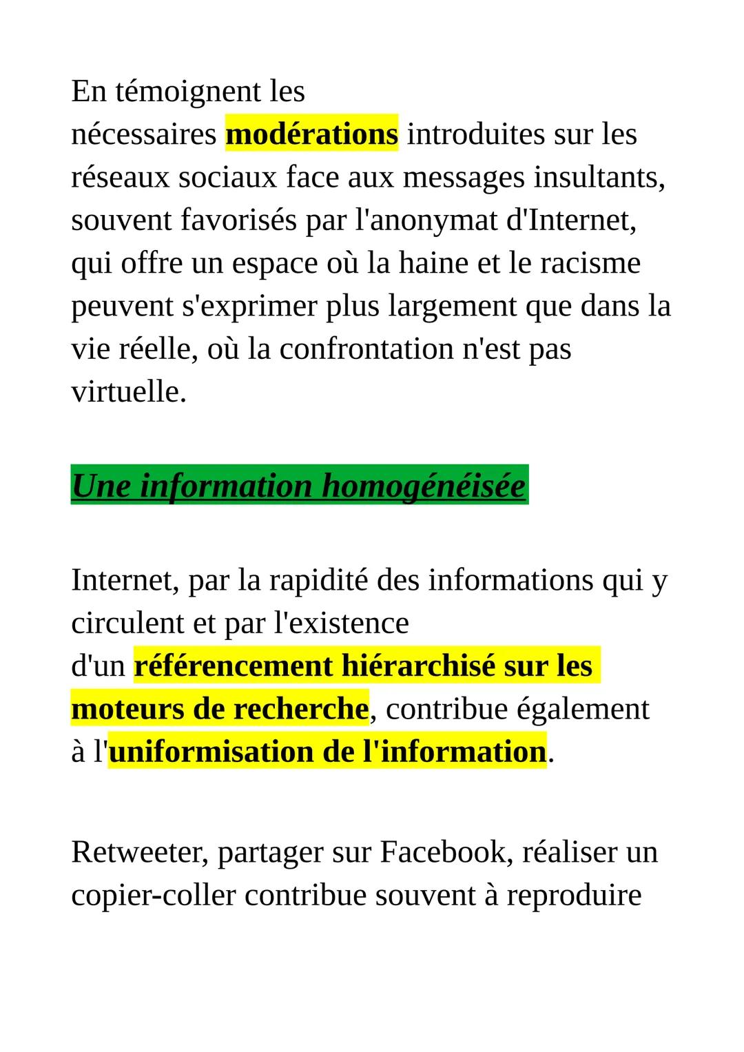 L'information à l'heure d'internet
vers une information fragmentée
et horizontale ?
Avec Internet, les pratiques de
l'information se sont pr