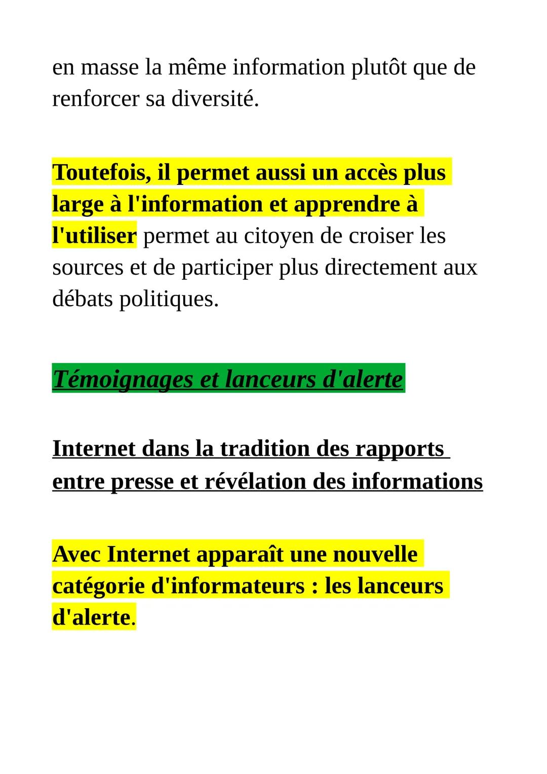 L'information à l'heure d'internet
vers une information fragmentée
et horizontale ?
Avec Internet, les pratiques de
l'information se sont pr