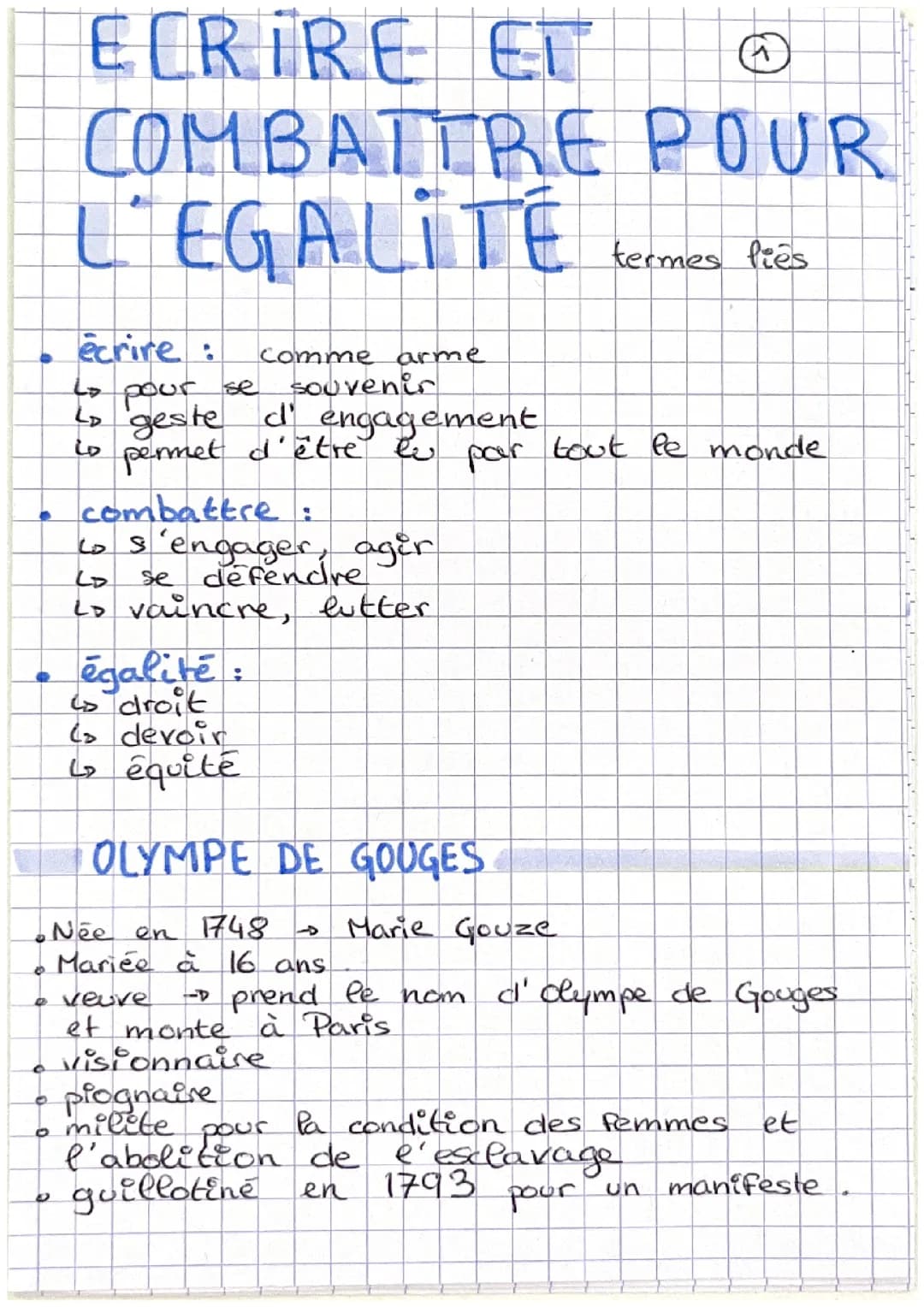 Fiche de révision DDFC Olympe de Gouges 