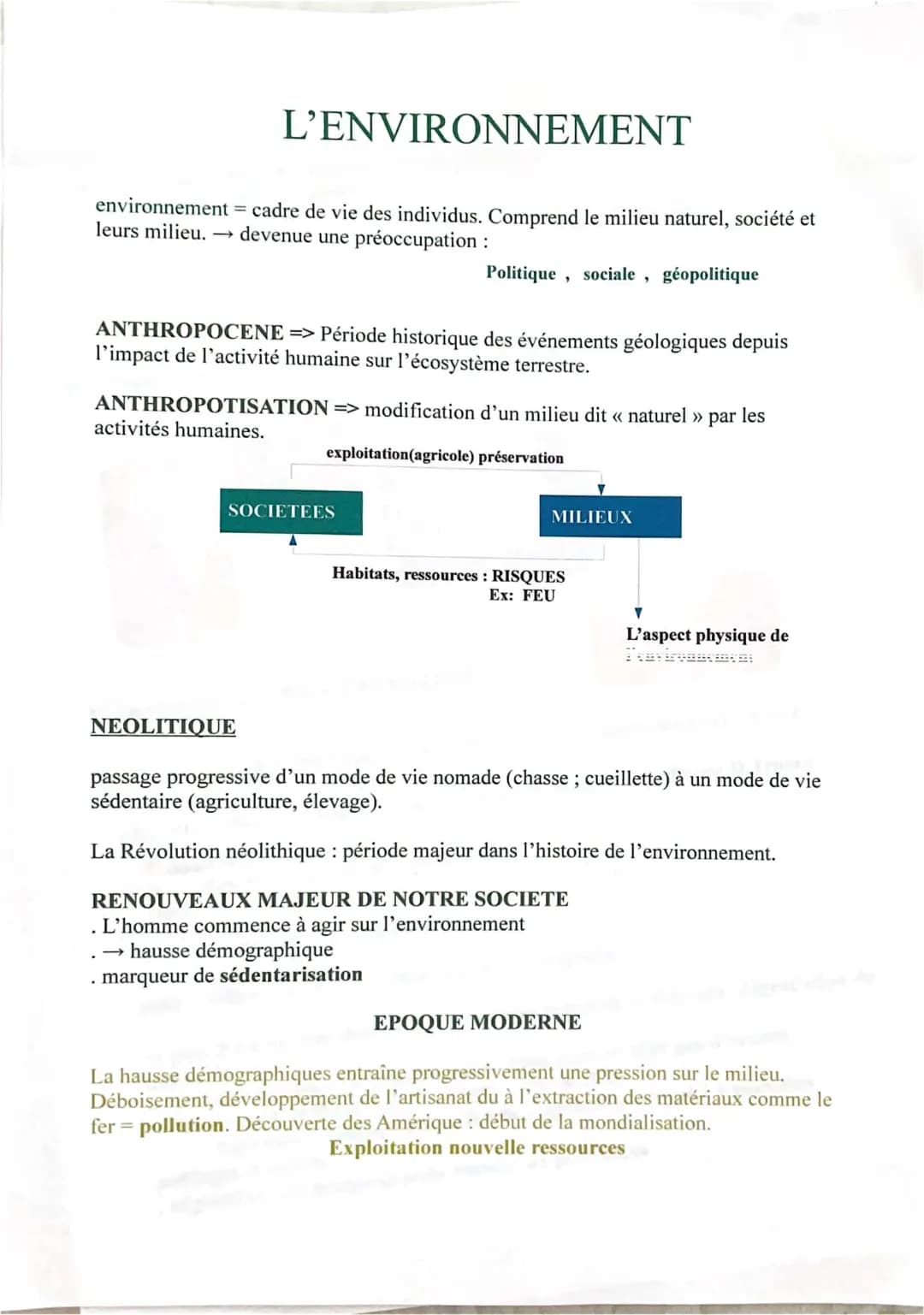 Définition et Conséquences de l'Anthropocène et de la Révolution Néolithique