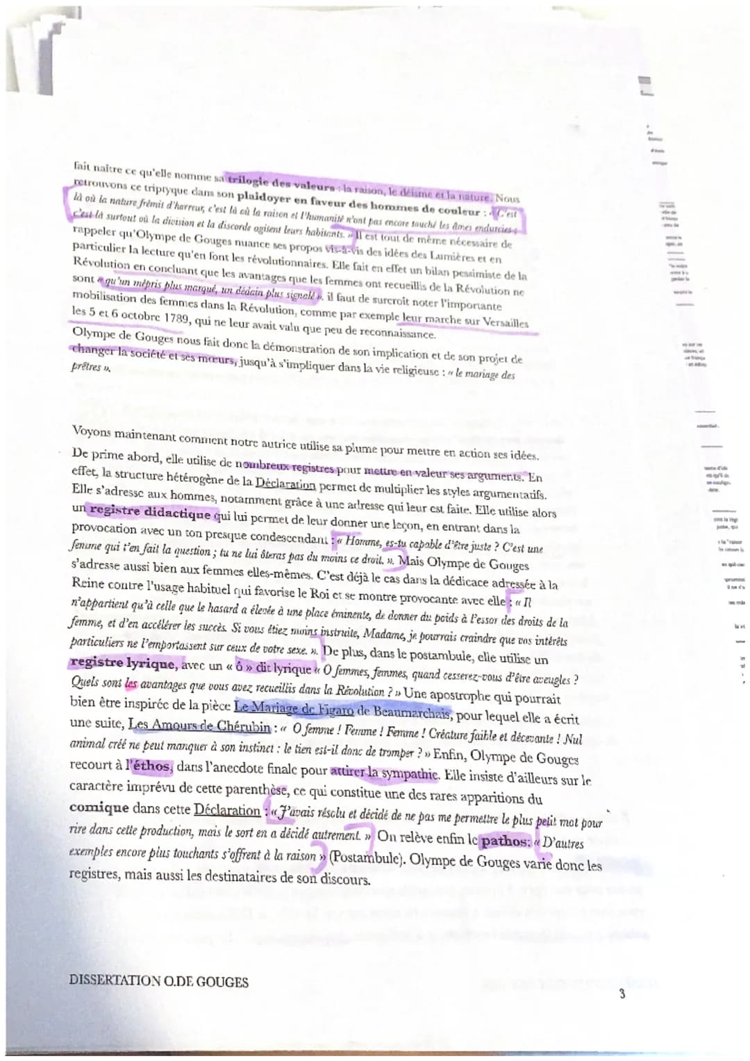 DISSERTATION SUR
OLYMPE DE GOUGES
Copie d'élève de première
PARCOURS: ÉCRIRE ET COMBATTRE POUR L'ÉGALITÉ
SUJET: Dans son essai Qu'est-ce que