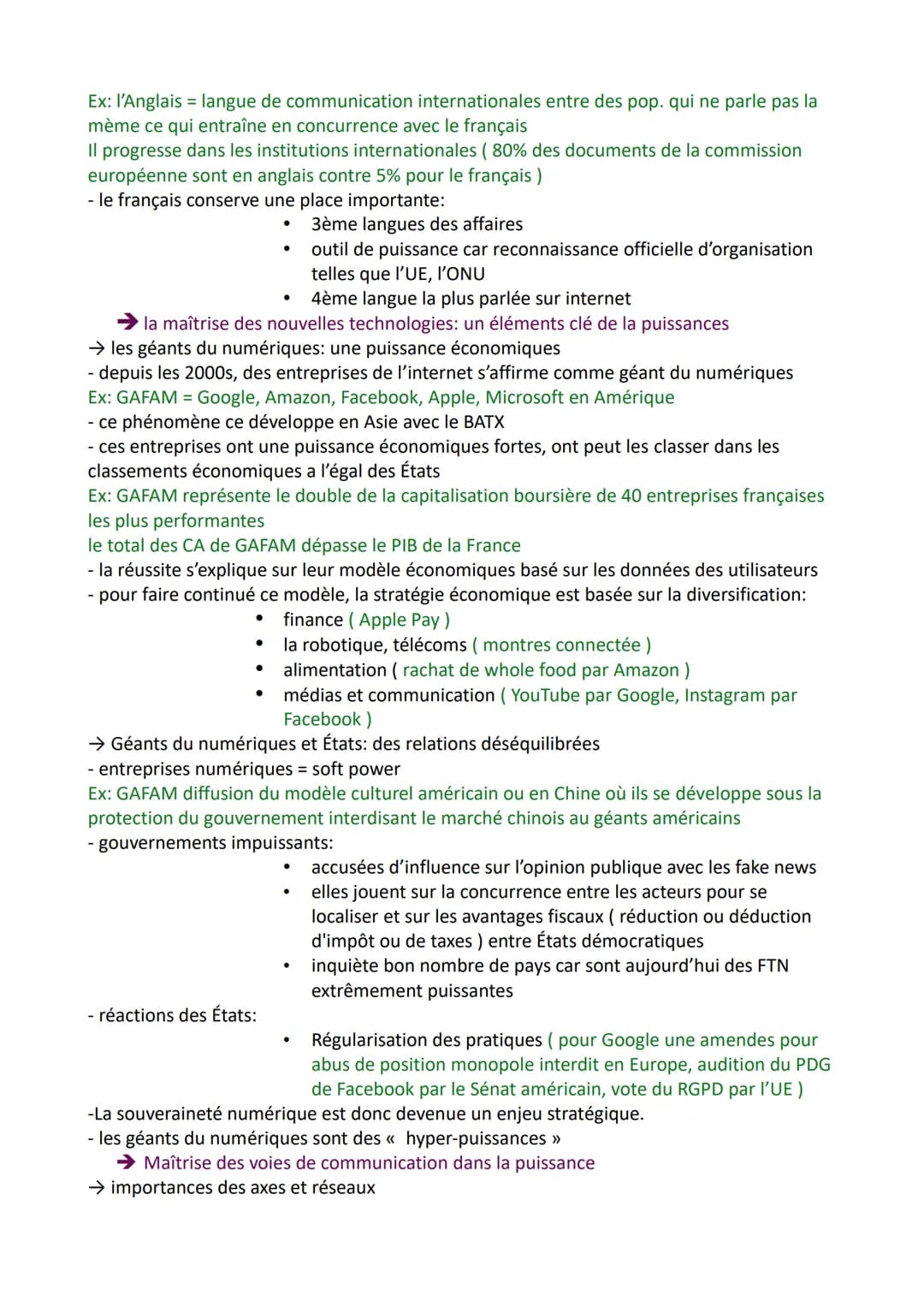 ANALYSER LES DYNAMIQUES DES PUISSANCES
INTERNATIONALES
Puissance: capacité qu'a un État à peser dans un rapport de forces donné et de rempor