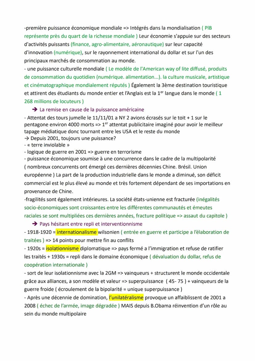 ANALYSER LES DYNAMIQUES DES PUISSANCES
INTERNATIONALES
Puissance: capacité qu'a un État à peser dans un rapport de forces donné et de rempor