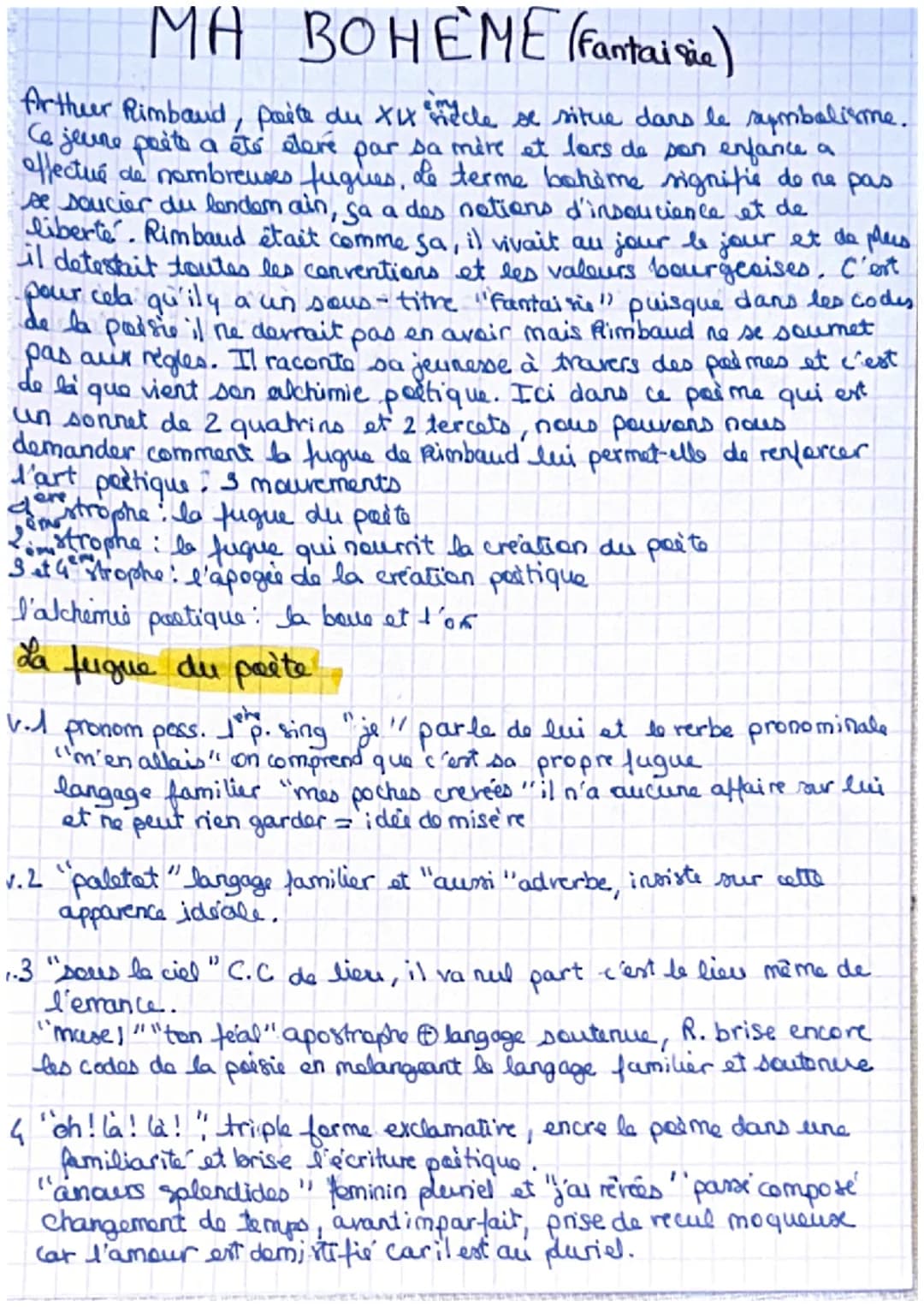 MA BOHEME (Fantaisia)
Arthur Rimbaud, paite du XIX y lle se situe dans le symbalisme.
Ce jeune poéte a été élevé par sa mère et lors de son 