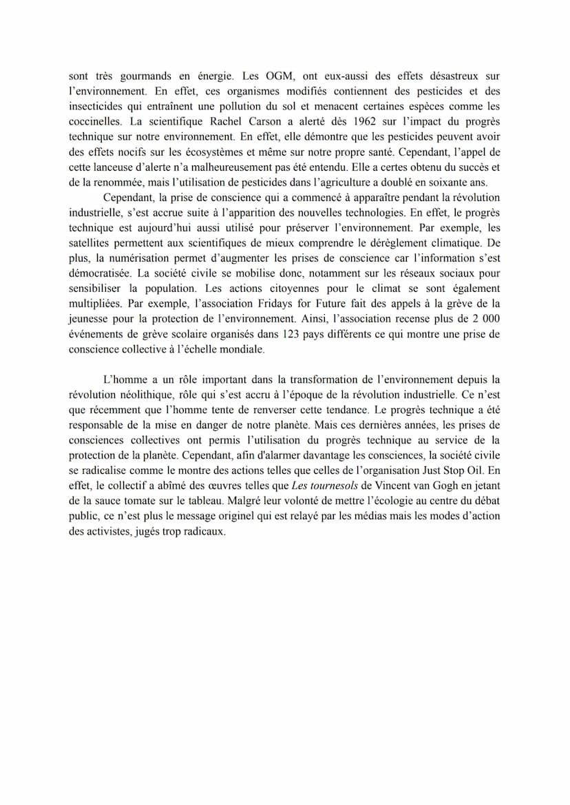 Thème 5 - Axe 1: 1 EXPLOITER, PRÉSERVER, PROTÉGER - Dissertation
Sujet: Comment le progrès technique a-t-il transformé l'environnement?
Selo