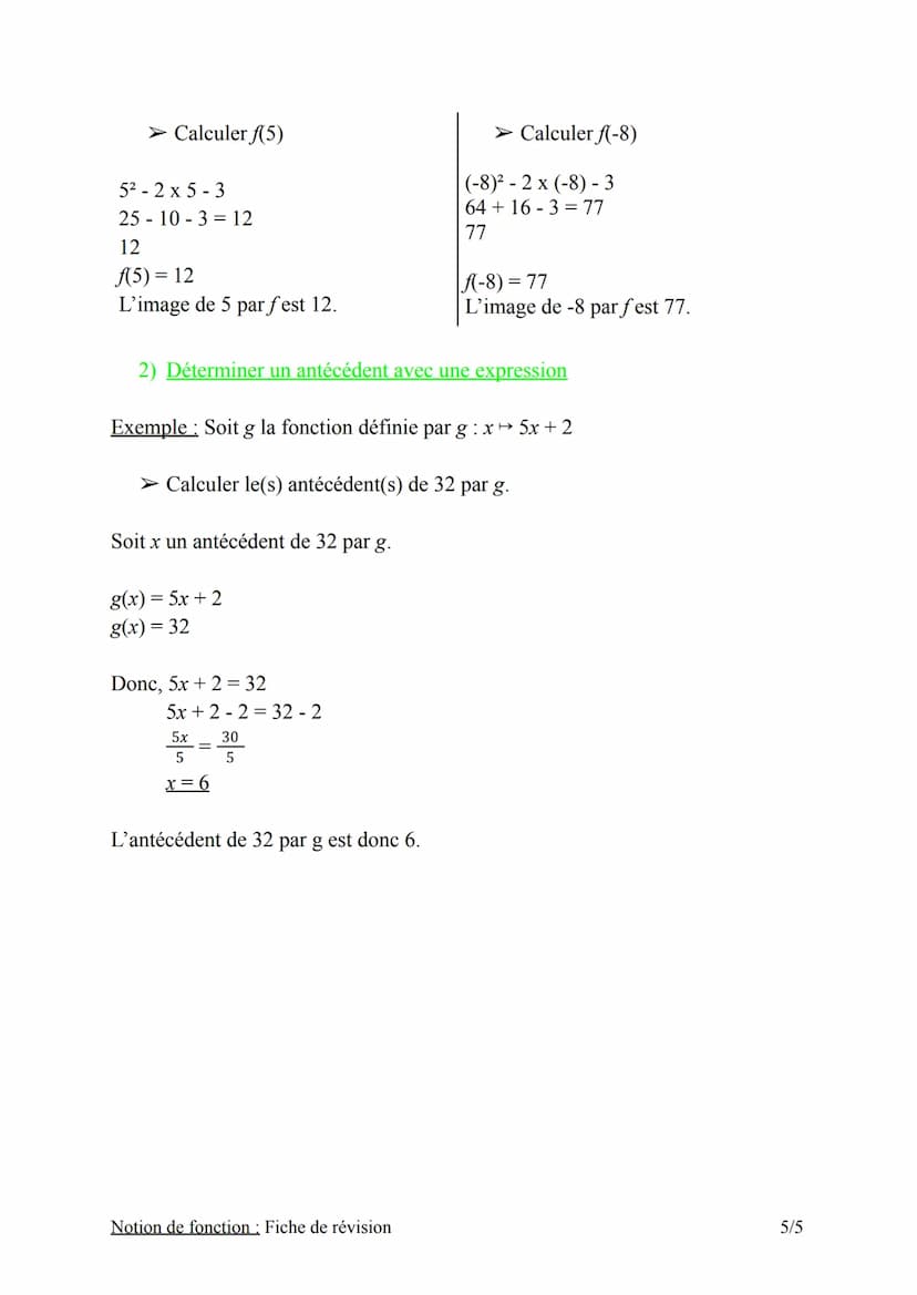I) Définition et vocabulaire
1) Définition
Définition :
Chapitre n°4 : Notion de fonction
Fiche de révision
Une fonction est un procédé qui,