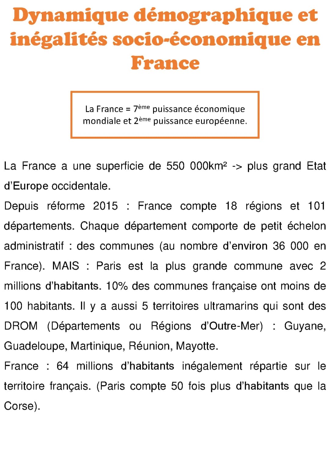 dynamique démographique et inégalités socio-économique en France 