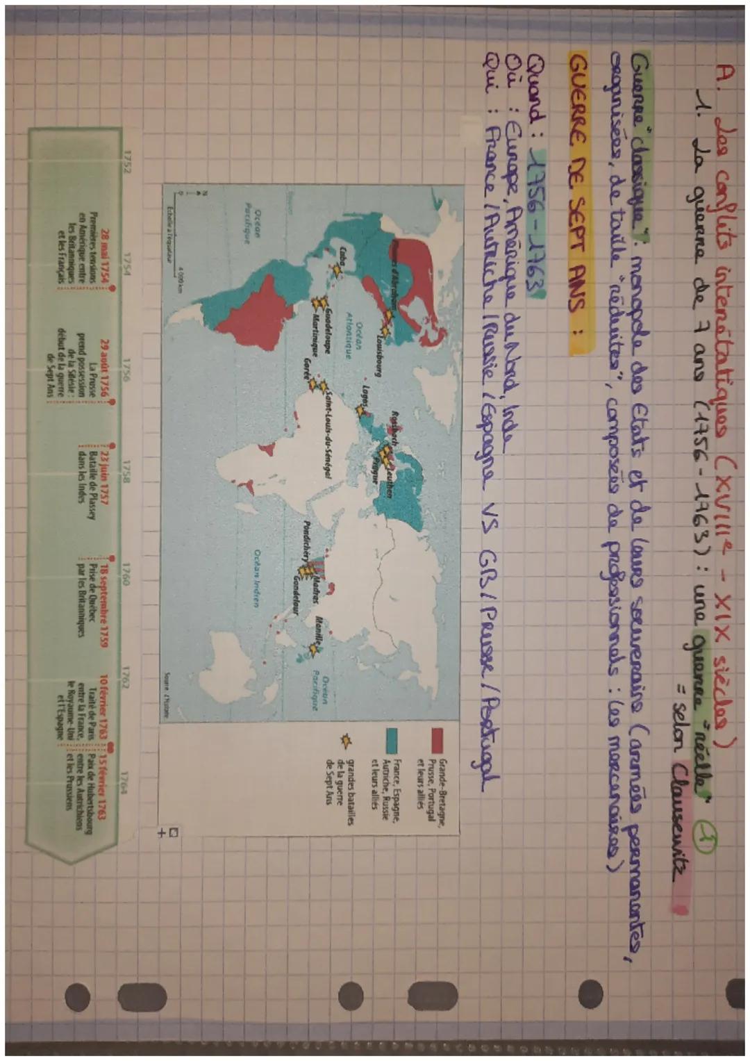 A. Les conflits interétatiques (xville - XIX siècles)

1. La guerre de 7 ans (1756-1763): une quenne réelle
= selon Clausenitz

Guerre class