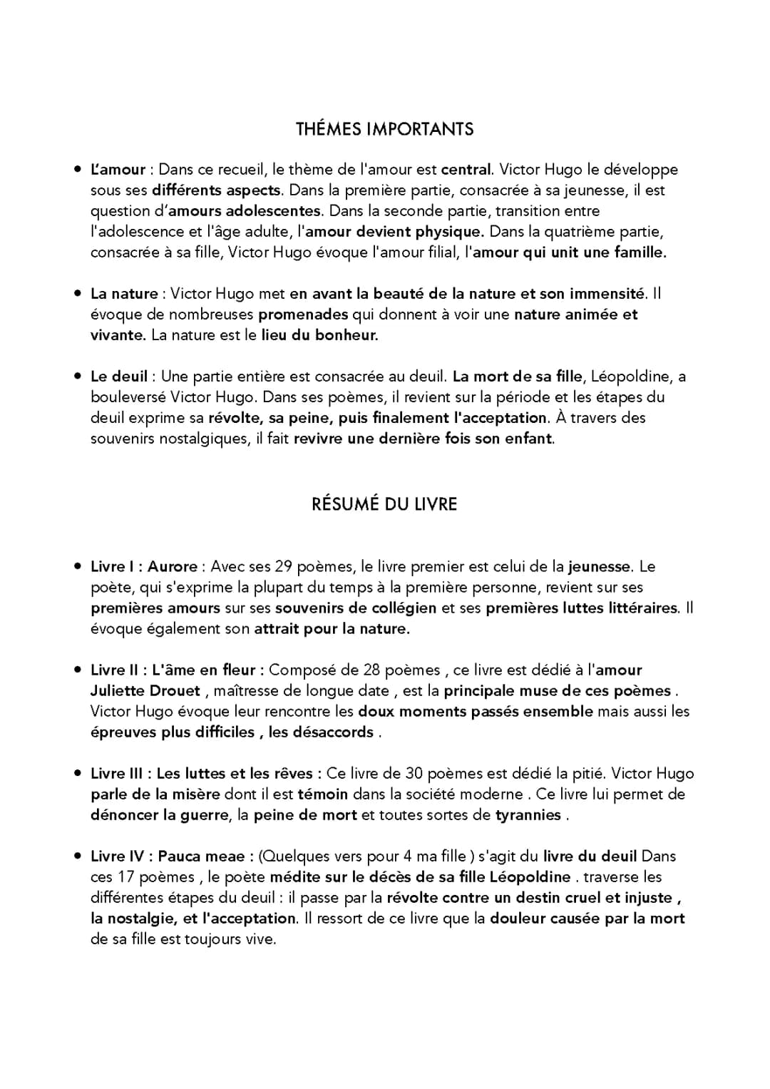 Les Contemplations Résumé et Fiche Bac PDF - Victor Hugo Poèmes