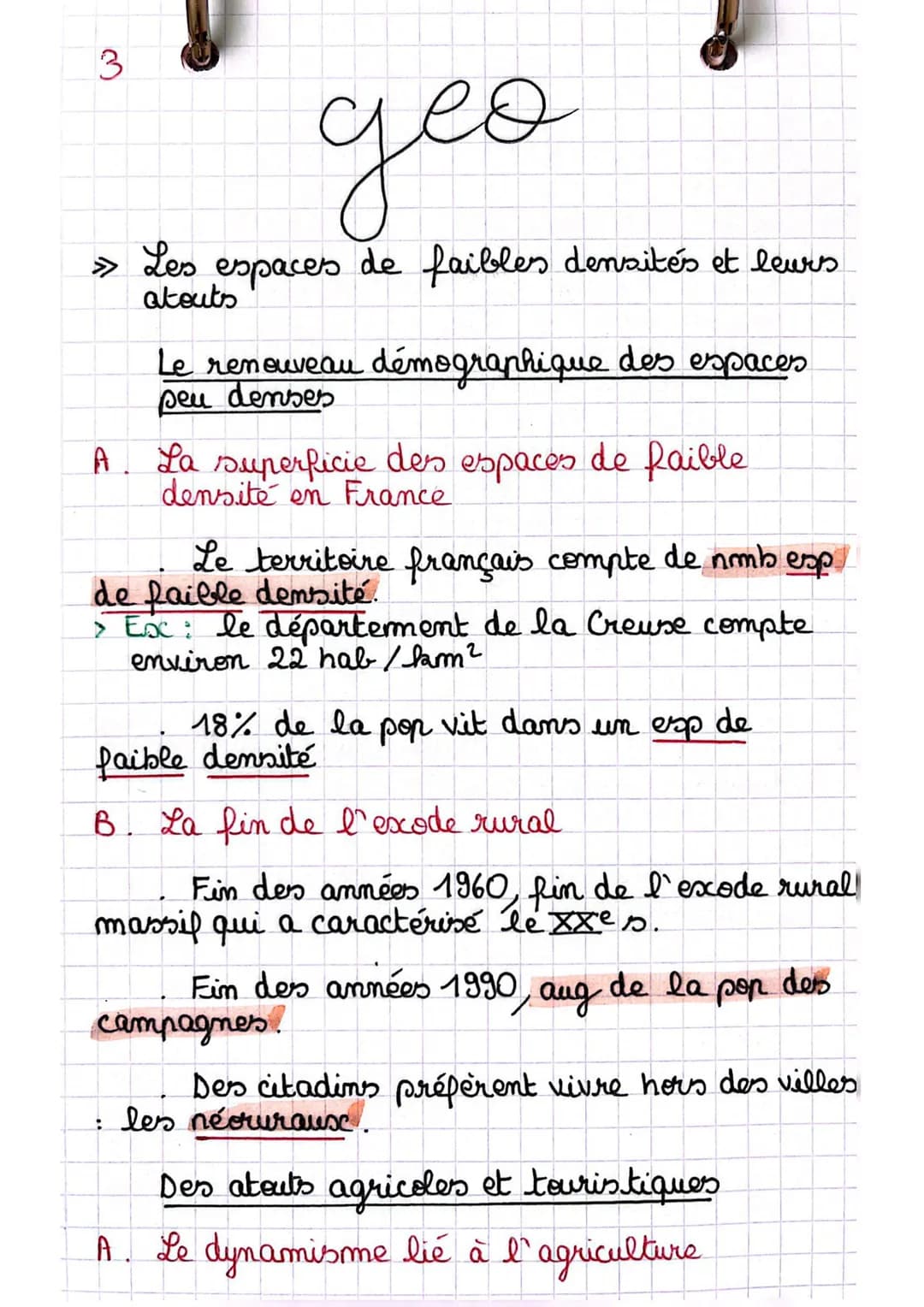 3
део
espaces de faibles densités et leurs
Les
atouts
Le renouveau démographique des espaces
peu denses
A. La superficie des espaces de faib
