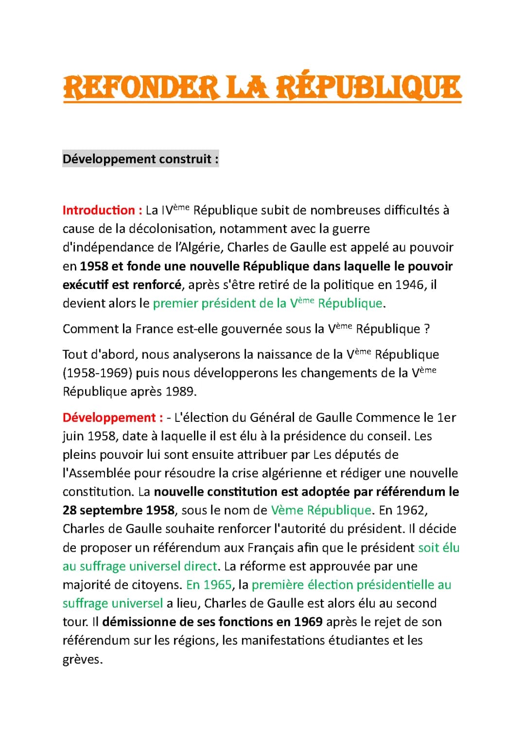 Refonder la République - développement construit