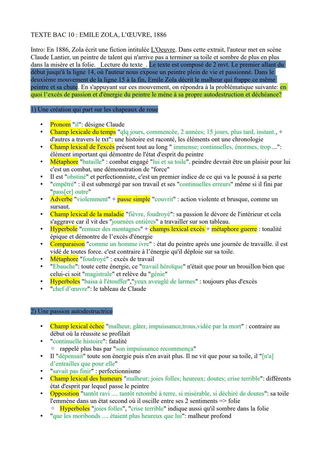 TEXTE BAC 10: EMILE ZOLA, L'ŒUVRE, 1886

Intro: En 1886, Zola écrit une fiction intitulée L'Oeuvre. Dans cette extrait, l'auteur met en scèn
