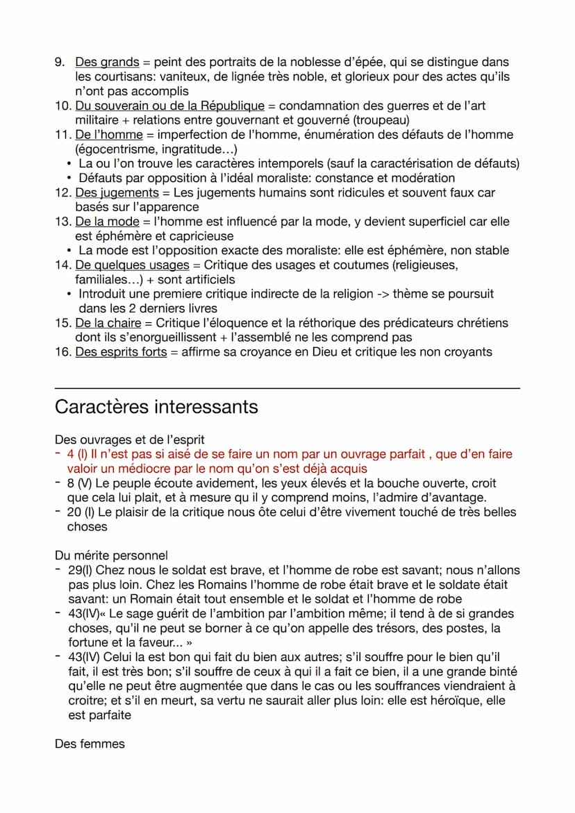 La bruyère: Les caractères
Problématique: le thème de la vanité et regard sur les
autres au 17e siècle
Origine et inspiration: Les caractère