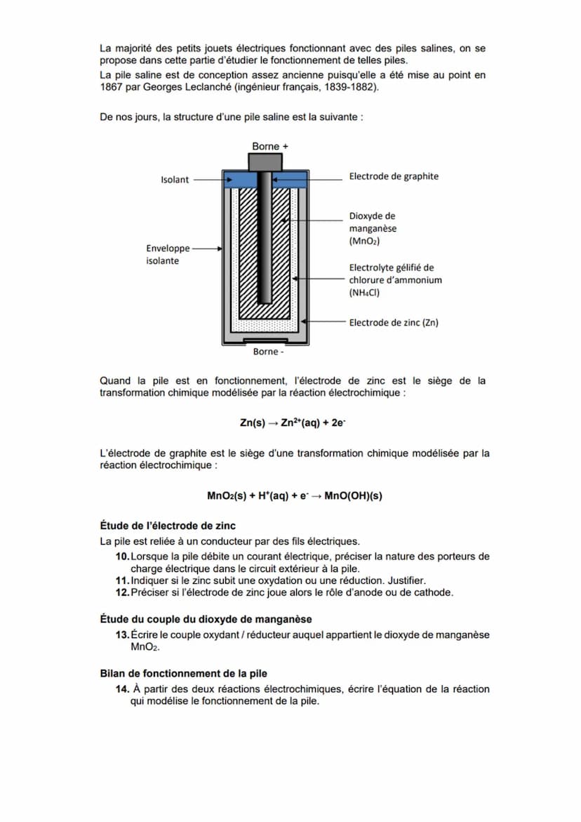 Oxydo-réduction: piles, accumulateurs et piles à
combustible
Oxydant/reducteur mis en jeu dans une pile ou dans un accumulateur
Un oxydant e