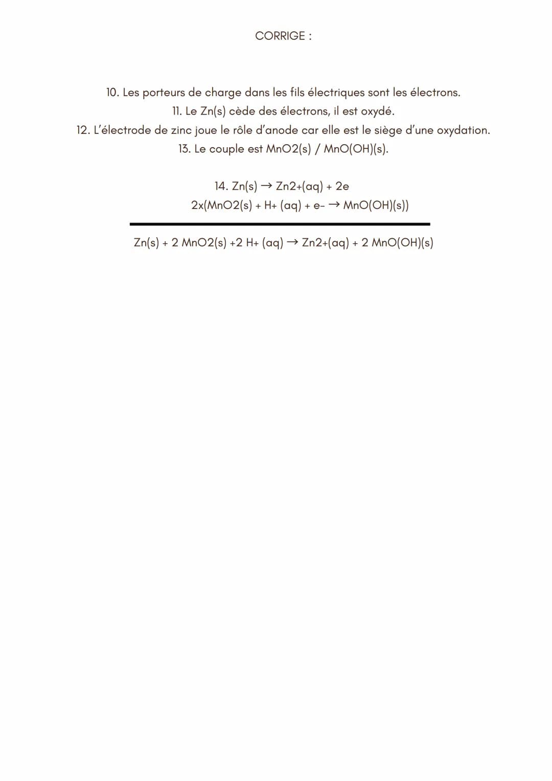 Oxydo-réduction: piles, accumulateurs et piles à
combustible
Oxydant/reducteur mis en jeu dans une pile ou dans un accumulateur
Un oxydant e