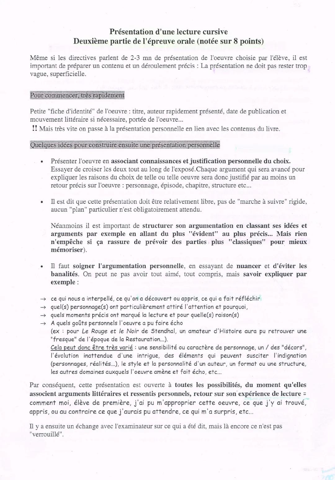 Deuxième partie de l'oral - méthode
